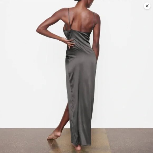 SKIMS Silk Sleep Dress Nightie with High Slit | Size Small - Picture 4 of 11